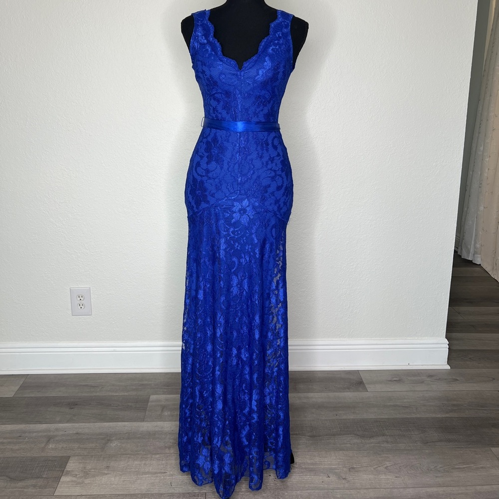 B Darlin Royal Blue Lace Maxi Dress